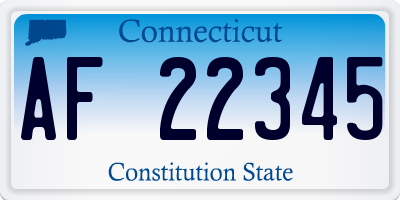 CT license plate AF22345