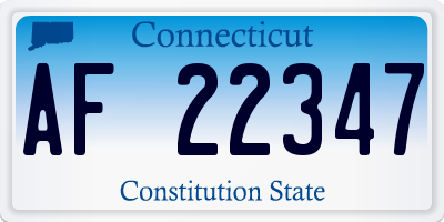 CT license plate AF22347