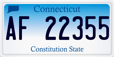 CT license plate AF22355