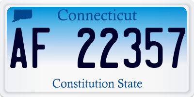 CT license plate AF22357