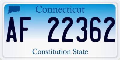 CT license plate AF22362