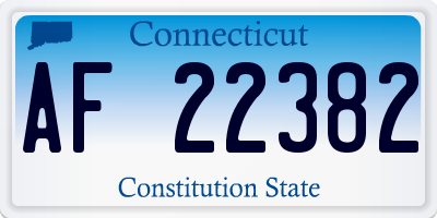 CT license plate AF22382