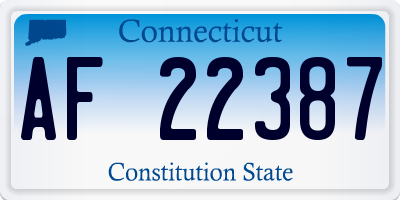 CT license plate AF22387