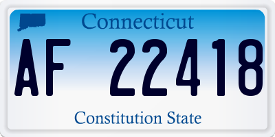 CT license plate AF22418