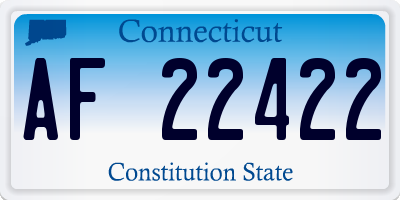 CT license plate AF22422