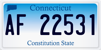 CT license plate AF22531