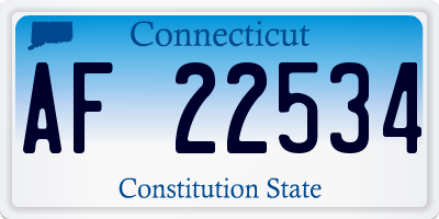 CT license plate AF22534