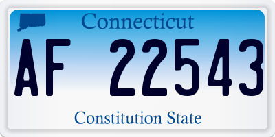 CT license plate AF22543
