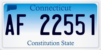 CT license plate AF22551