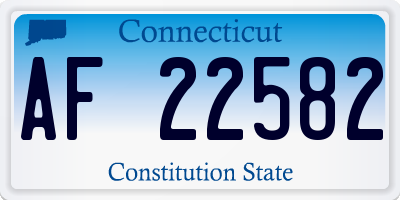 CT license plate AF22582