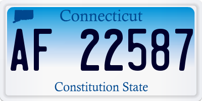 CT license plate AF22587
