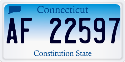 CT license plate AF22597