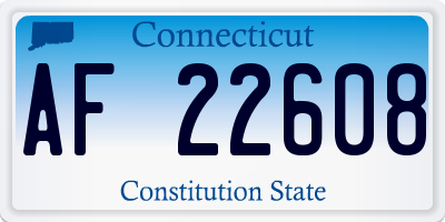 CT license plate AF22608