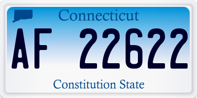 CT license plate AF22622
