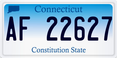 CT license plate AF22627