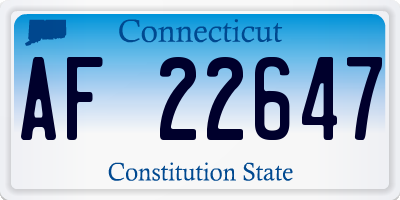 CT license plate AF22647