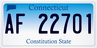 CT license plate AF22701