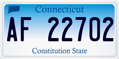 CT license plate AF22702