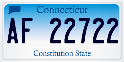 CT license plate AF22722