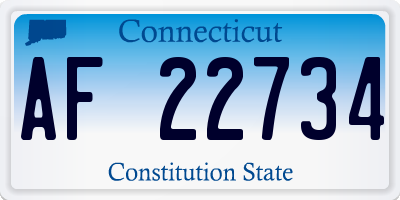 CT license plate AF22734