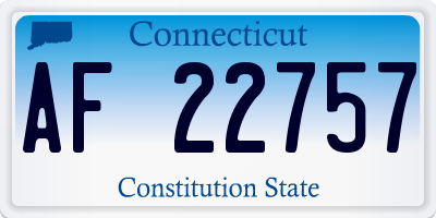 CT license plate AF22757