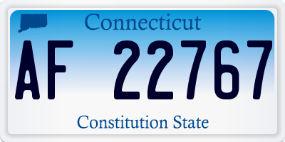 CT license plate AF22767