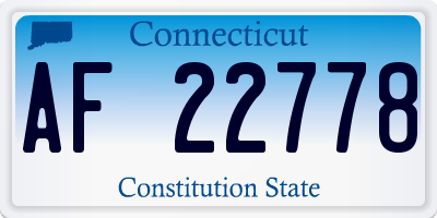 CT license plate AF22778