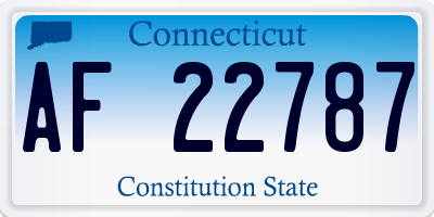 CT license plate AF22787
