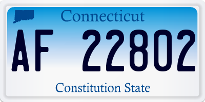 CT license plate AF22802