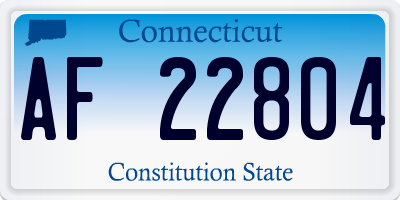 CT license plate AF22804