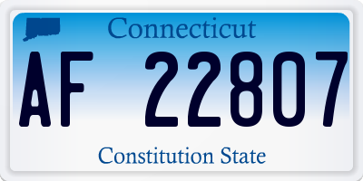CT license plate AF22807