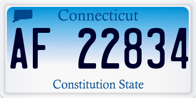 CT license plate AF22834