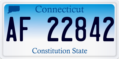 CT license plate AF22842
