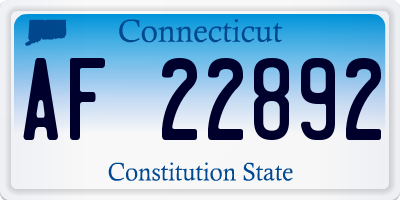 CT license plate AF22892