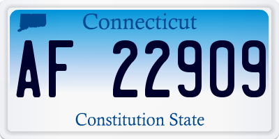 CT license plate AF22909