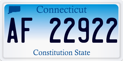 CT license plate AF22922
