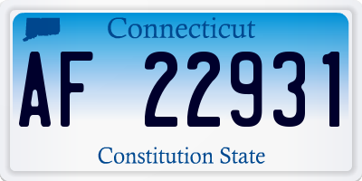 CT license plate AF22931