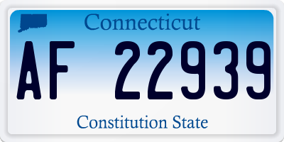 CT license plate AF22939