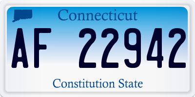 CT license plate AF22942