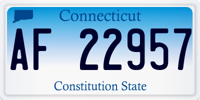 CT license plate AF22957