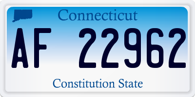 CT license plate AF22962