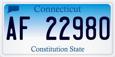 CT license plate AF22980