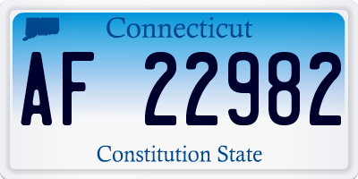 CT license plate AF22982