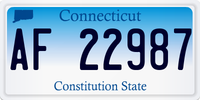 CT license plate AF22987