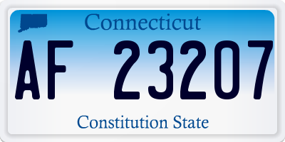 CT license plate AF23207