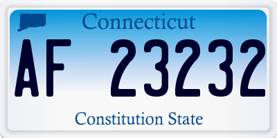 CT license plate AF23232