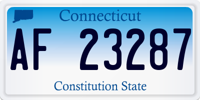 CT license plate AF23287