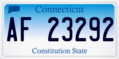 CT license plate AF23292