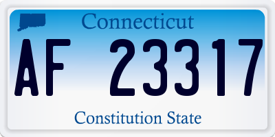CT license plate AF23317