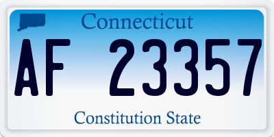 CT license plate AF23357